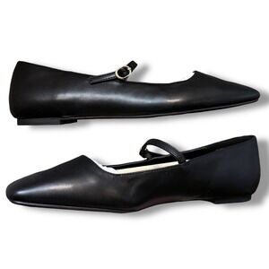 NIB JustFab Ellidy Black Pointed Toe Mary Jane Flats Women Size 8.5